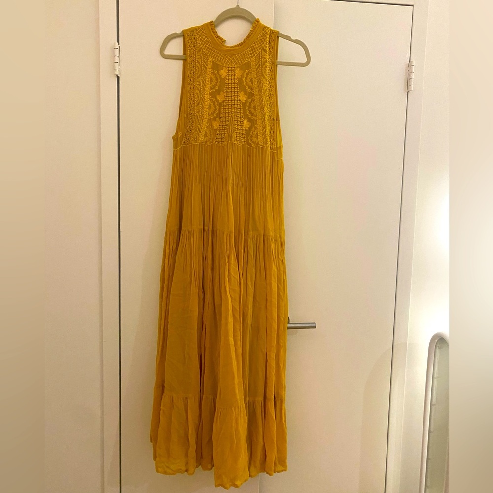 Free People Mustard Yellow Maxi Dress